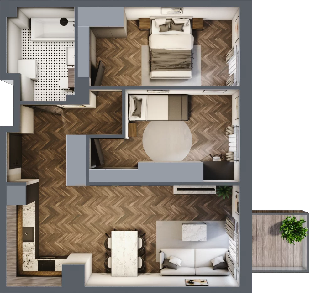 3 pokoje, mieszkanie 56,70 m², piętro 1, oferta nr M20, Punkt Wola, Kraków, Podgórze Duchackie, Wola Duchacka, ul. Trybuny Ludów 15