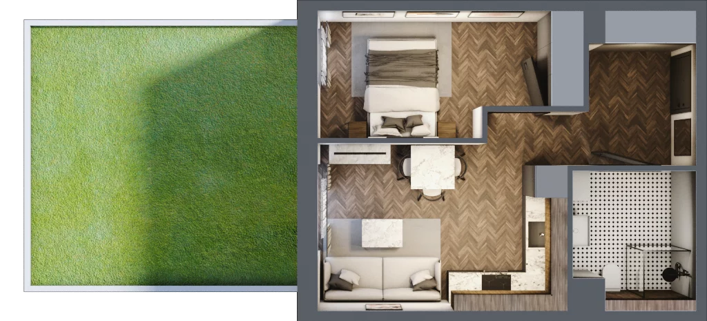 2 pokoje, mieszkanie 36,84 m², parter, oferta nr M02, Punkt Wola, Kraków, Podgórze Duchackie, Wola Duchacka, ul. Trybuny Ludów 15