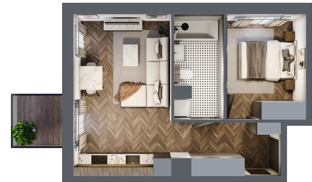 2 pokoje, mieszkanie 39,13 m², piętro 2, oferta nr M31, Punkt Wola, Kraków, Podgórze Duchackie, Wola Duchacka, ul. Trybuny Ludów 15