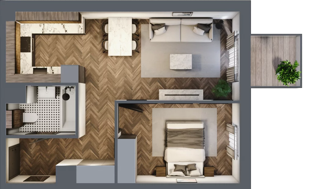 2 pokoje, mieszkanie 43,35 m², piętro 2, oferta nr M38, Punkt Wola, Kraków, Podgórze Duchackie, Wola Duchacka, ul. Trybuny Ludów 15