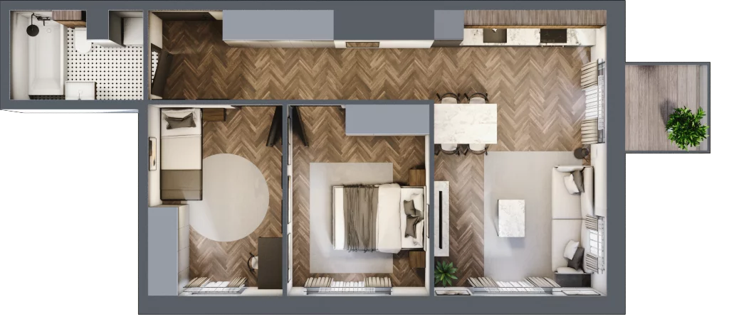 3 pokoje, mieszkanie 55,66 m², piętro 2, oferta nr M40, Punkt Wola, Kraków, Podgórze Duchackie, Wola Duchacka, ul. Trybuny Ludów 15