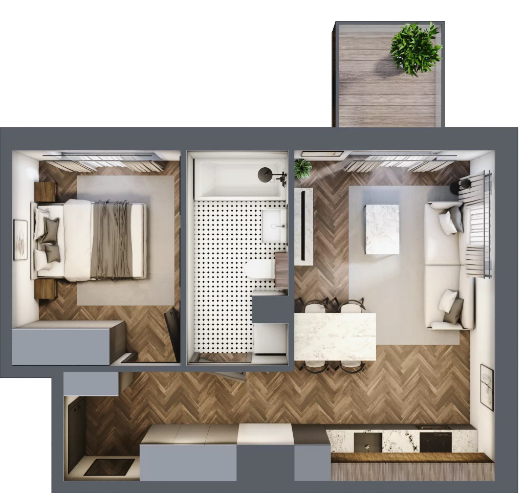 2 pokoje, mieszkanie 39,50 m², piętro 3, oferta nr M47, Punkt Wola, Kraków, Podgórze Duchackie, Wola Duchacka, ul. Trybuny Ludów 15