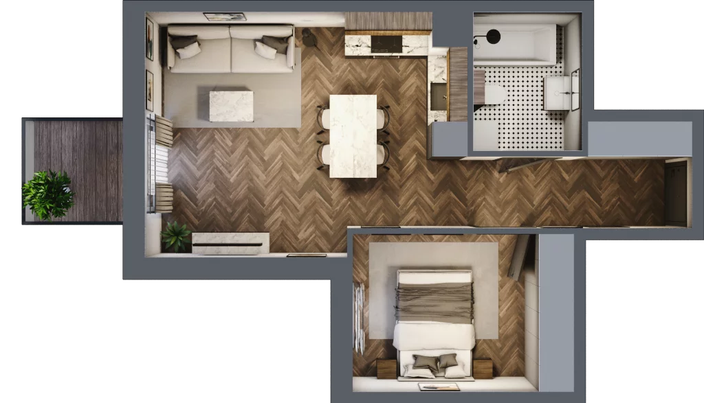 2 pokoje, mieszkanie 41,86 m², piętro 3, oferta nr M55, Punkt Wola, Kraków, Podgórze Duchackie, Wola Duchacka, ul. Trybuny Ludów 15
