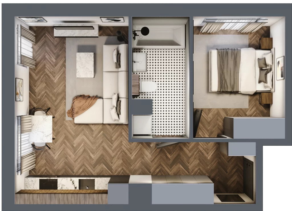 2 pokoje, mieszkanie 39,13 m², parter, oferta nr M04, Punkt Wola, Kraków, Podgórze Duchackie, Wola Duchacka, ul. Trybuny Ludów 15