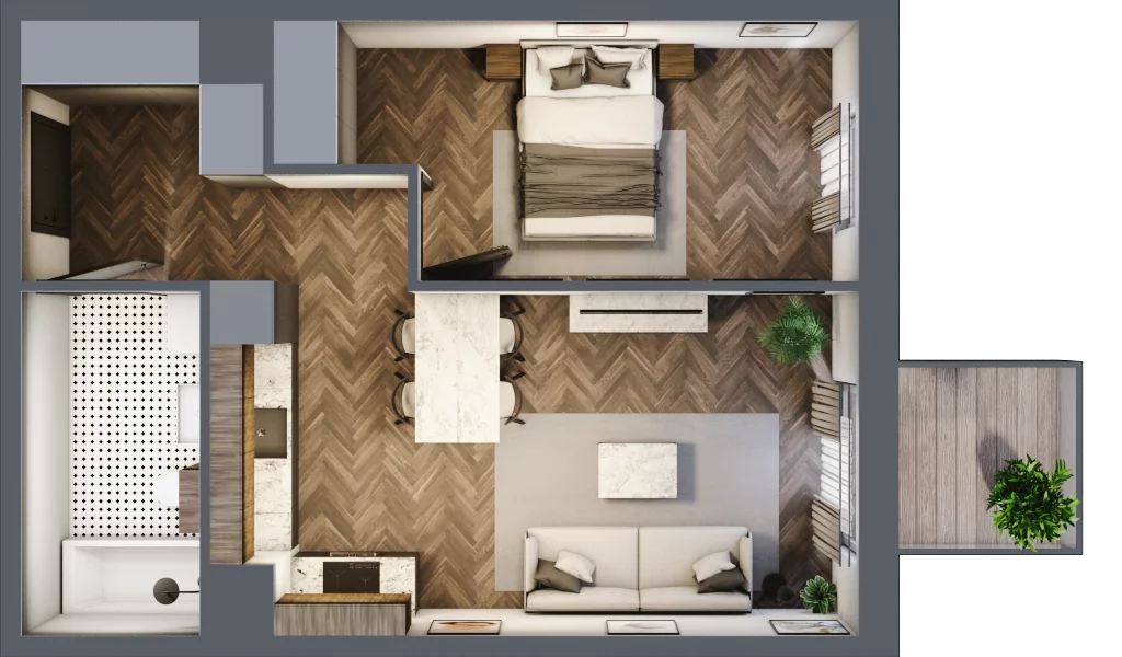 2 pokoje, mieszkanie 43,49 m², piętro 1, oferta nr M24, Punkt Wola, Kraków, Podgórze Duchackie, Wola Duchacka, ul. Trybuny Ludów 15