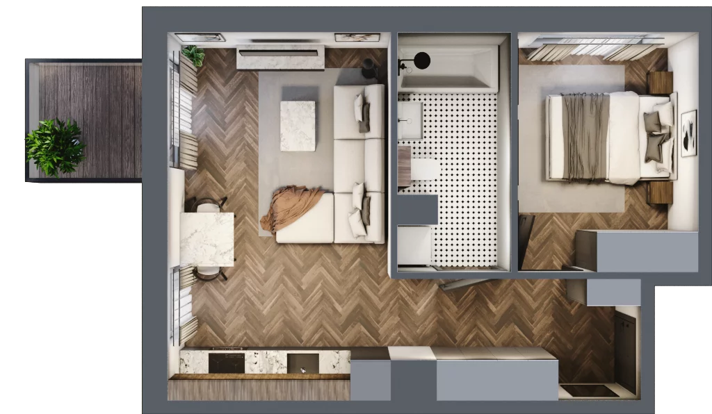 2 pokoje, mieszkanie 39,13 m², piętro 1, oferta nr M17, Punkt Wola, Kraków, Podgórze Duchackie, Wola Duchacka, ul. Trybuny Ludów 15