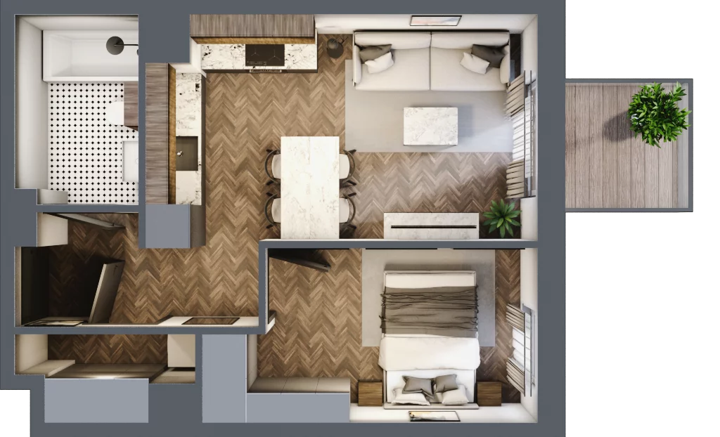 2 pokoje, mieszkanie 36,53 m², piętro 2, oferta nr M34, Punkt Wola, Kraków, Podgórze Duchackie, Wola Duchacka, ul. Trybuny Ludów 15