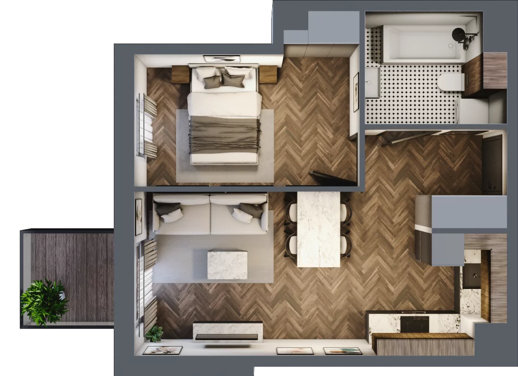 2 pokoje, mieszkanie 39,20 m², piętro 3, oferta nr M56, Punkt Wola, Kraków, Podgórze Duchackie, Wola Duchacka, ul. Trybuny Ludów 15