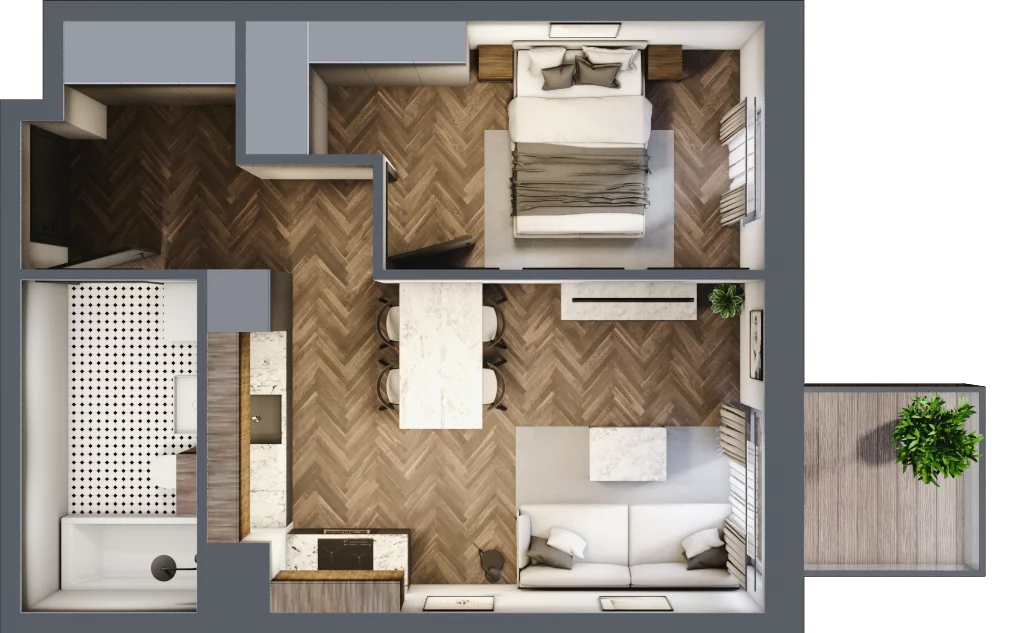 2 pokoje, mieszkanie 37,83 m², piętro 3, oferta nr M50, Punkt Wola, Kraków, Podgórze Duchackie, Wola Duchacka, ul. Trybuny Ludów 15