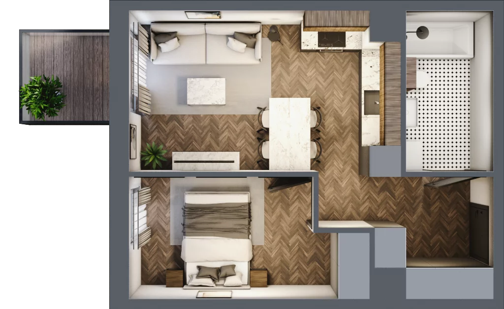 2 pokoje, mieszkanie 36,70 m², piętro 3, oferta nr M45, Punkt Wola, Kraków, Podgórze Duchackie, Wola Duchacka, ul. Trybuny Ludów 15