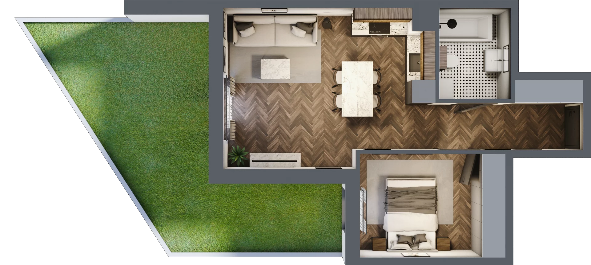 2 pokoje, mieszkanie 41,86 m², parter, oferta nr M13, Punkt Wola, Kraków, Podgórze Duchackie, Wola Duchacka, ul. Trybuny Ludów 15