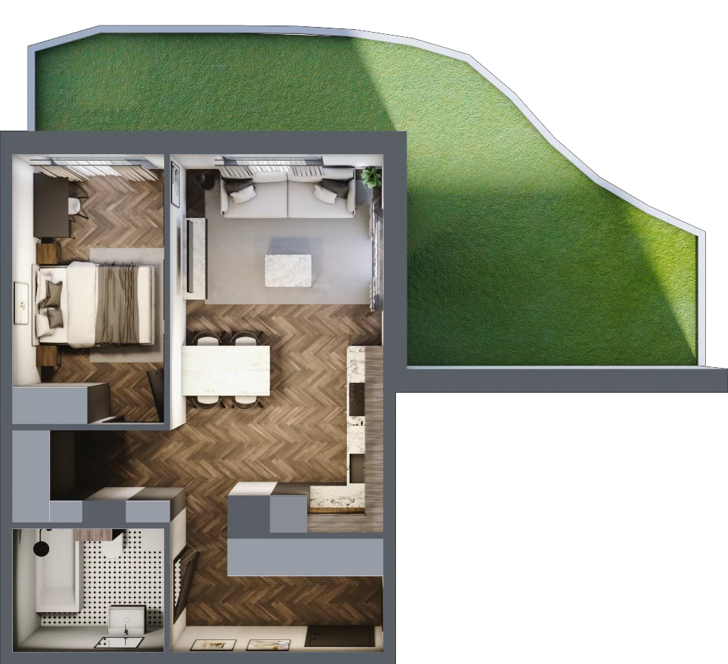 2 pokoje, mieszkanie 45,22 m², parter, oferta nr M09, Punkt Wola, Kraków, Podgórze Duchackie, Wola Duchacka, ul. Trybuny Ludów 15