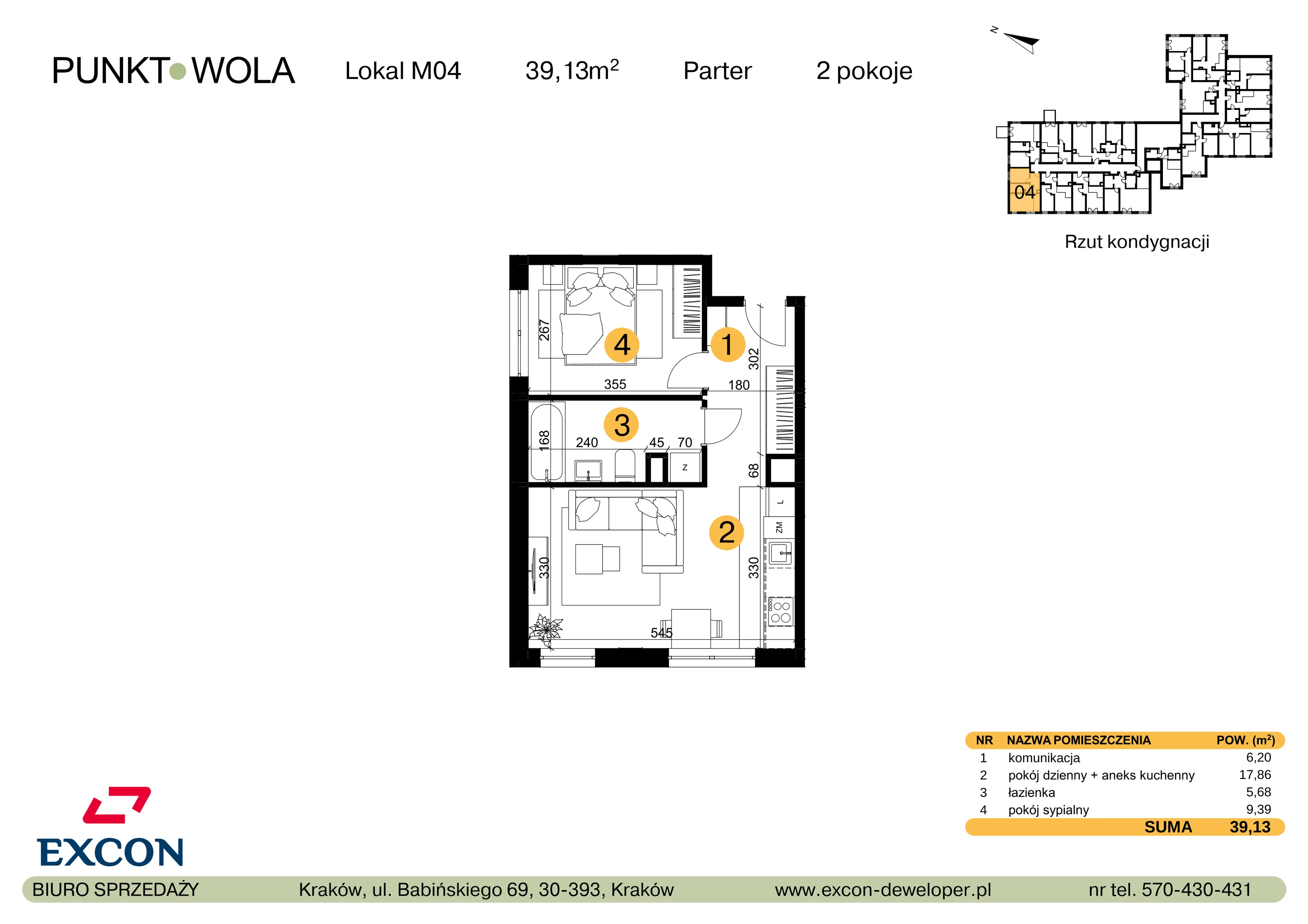 2 pokoje, mieszkanie 39,13 m², parter, oferta nr M04, Punkt Wola, Kraków, Podgórze Duchackie, Wola Duchacka, ul. Trybuny Ludów 15