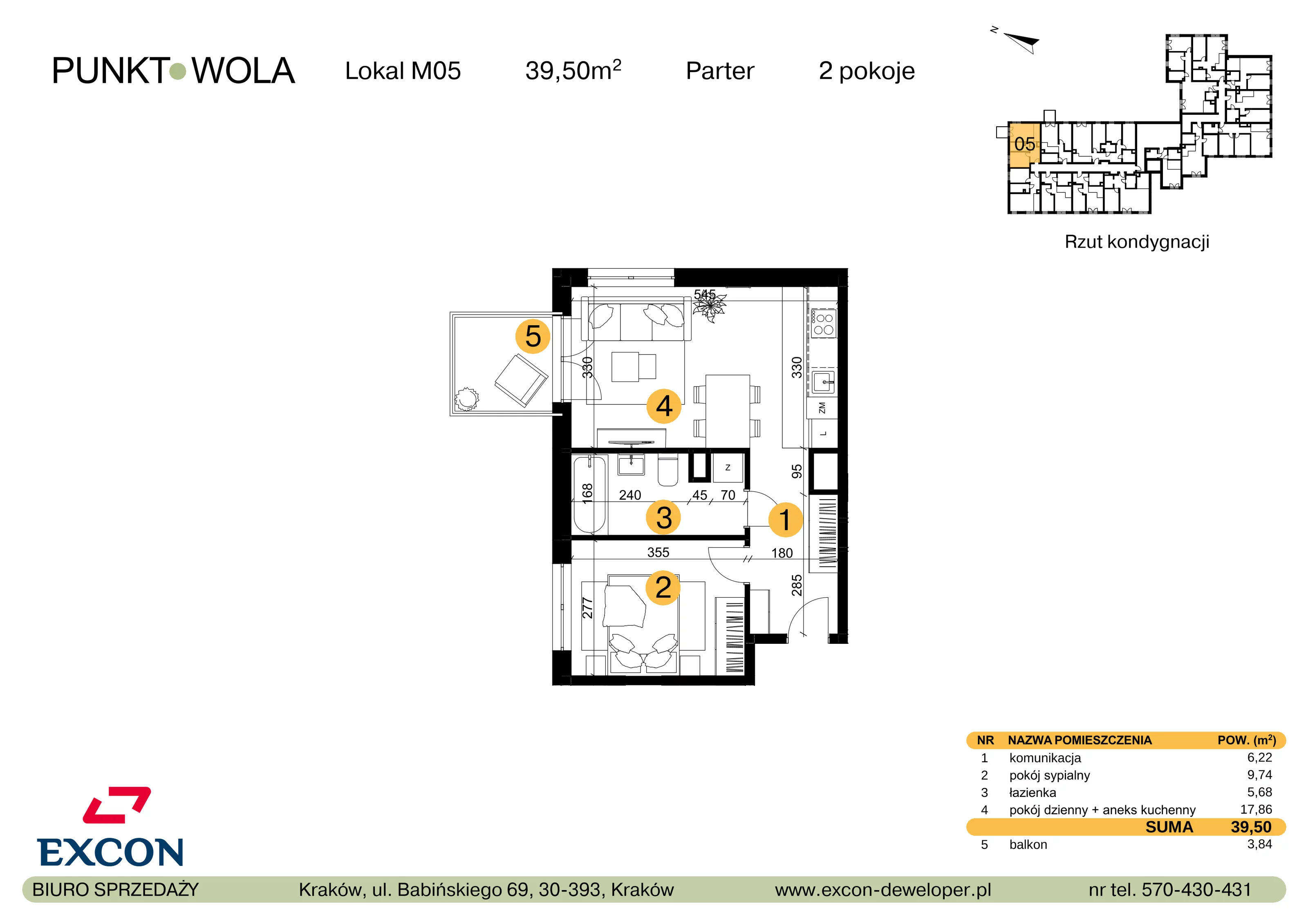 2 pokoje, mieszkanie 39,50 m², parter, oferta nr M05, Punkt Wola, Kraków, Podgórze Duchackie, Wola Duchacka, ul. Trybuny Ludów 15