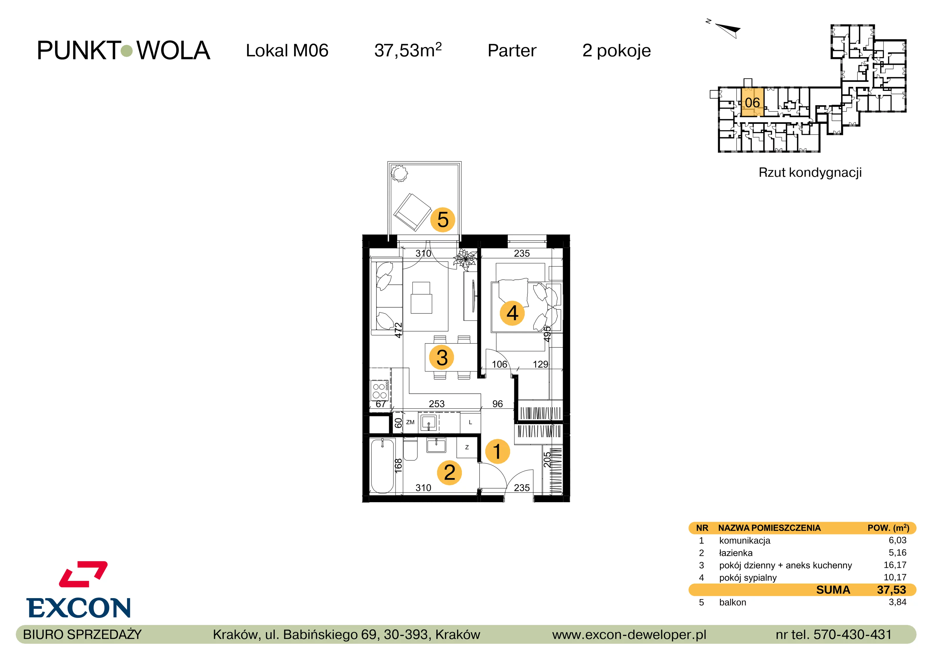2 pokoje, mieszkanie 37,53 m², parter, oferta nr M06, Punkt Wola, Kraków, Podgórze Duchackie, Wola Duchacka, ul. Trybuny Ludów 15