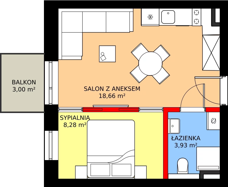 Zalety mieszkania 30.87 m², L8