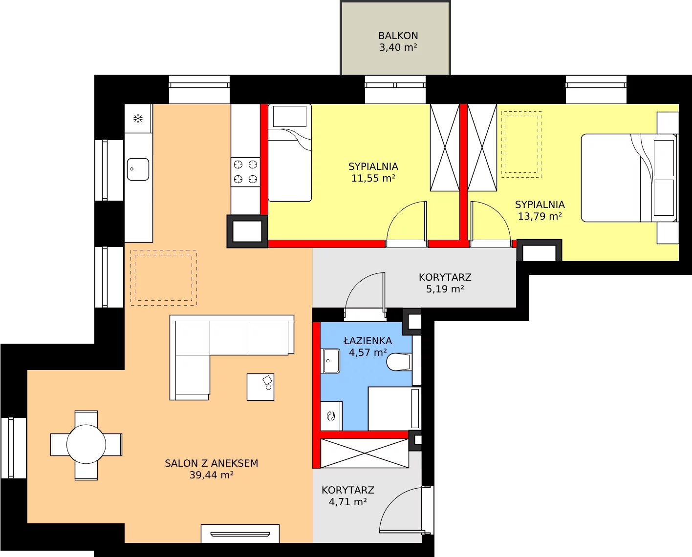 Zalety mieszkania 79.25 m², L12