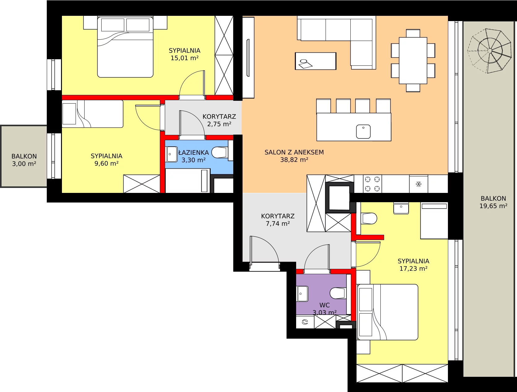Zalety mieszkania 97.48 m², L14