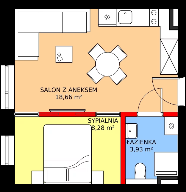 Zalety mieszkania 30.87 m², L3