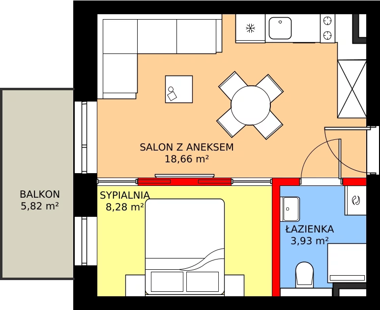 Zalety mieszkania 30.87 m², L13