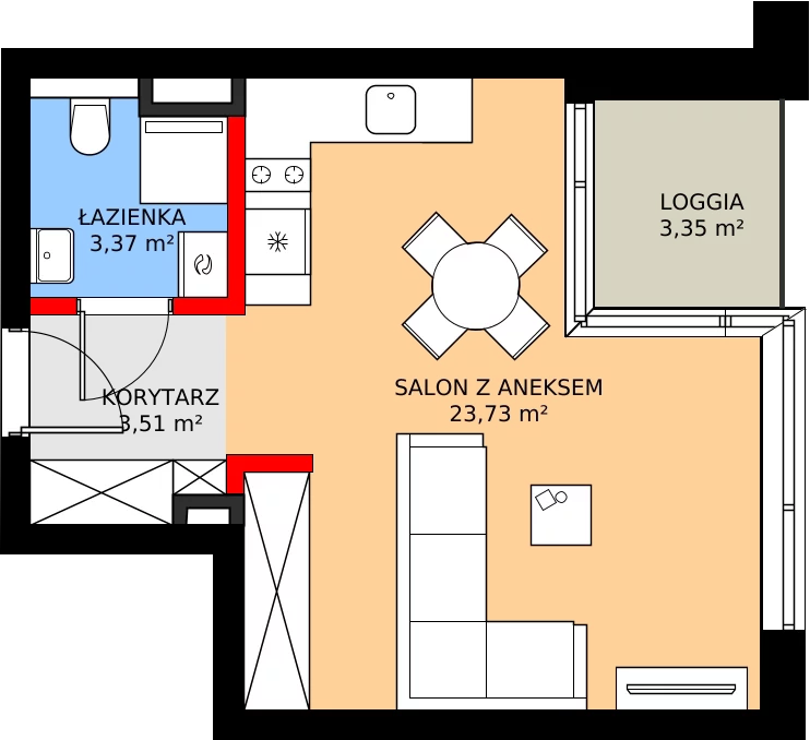 Zalety mieszkania 30.61 m², L10