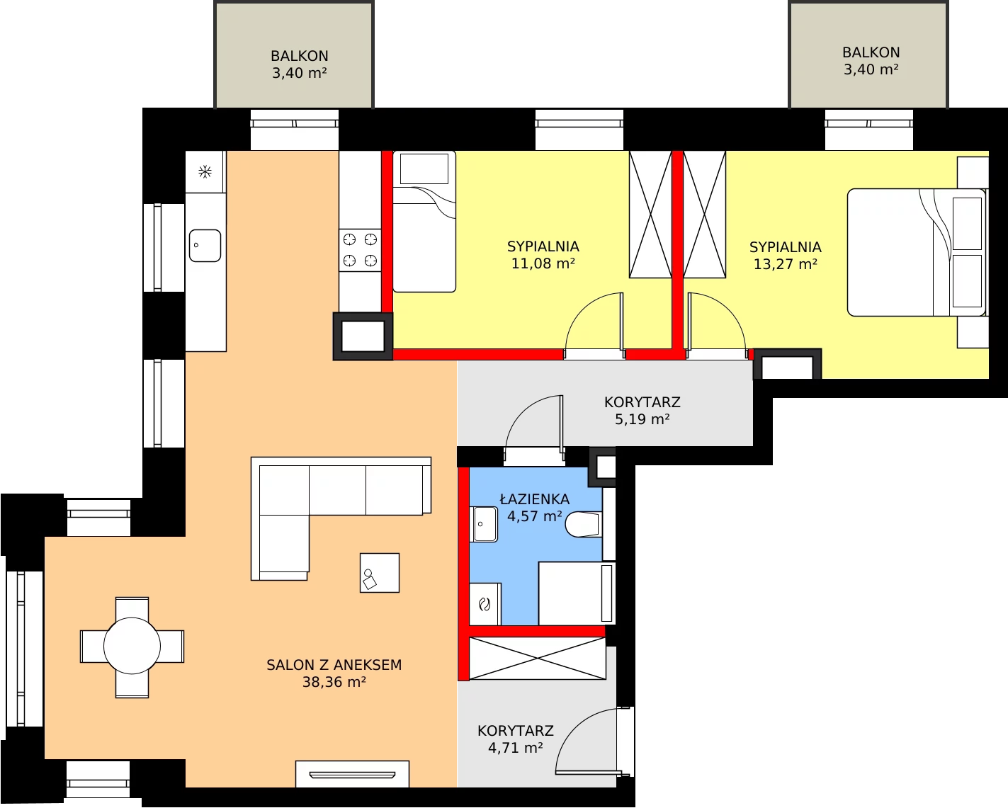 Zalety mieszkania 77.18 m², L7