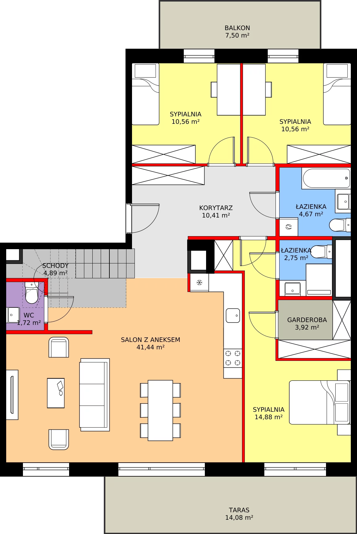 Zalety mieszkania 106.34 m², K2.33