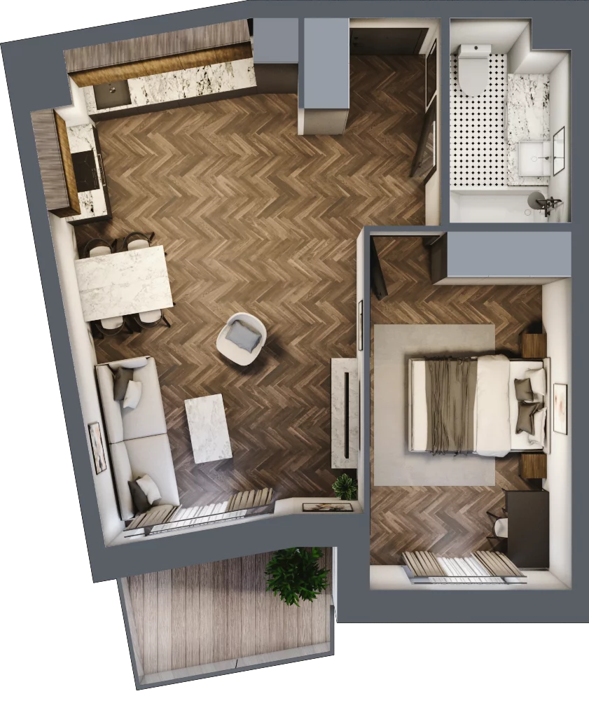 2 pokoje, mieszkanie 46,29 m², piętro 6, oferta nr K1.38, Elzam Tower, Elbląg, ul. Oboźna