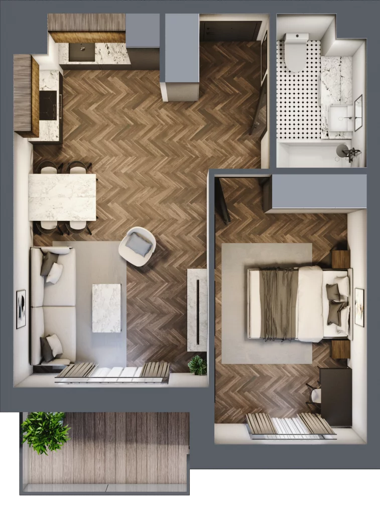 2 pokoje, mieszkanie 42,51 m², piętro 2, oferta nr K2.11, Elzam Tower, Elbląg, ul. Oboźna