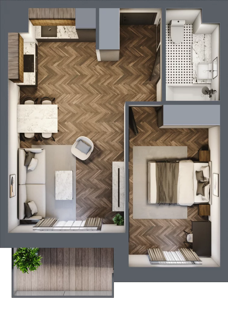 2 pokoje, mieszkanie 42,51 m², piętro 7, oferta nr K2.31, Elzam Tower, Elbląg, ul. Oboźna