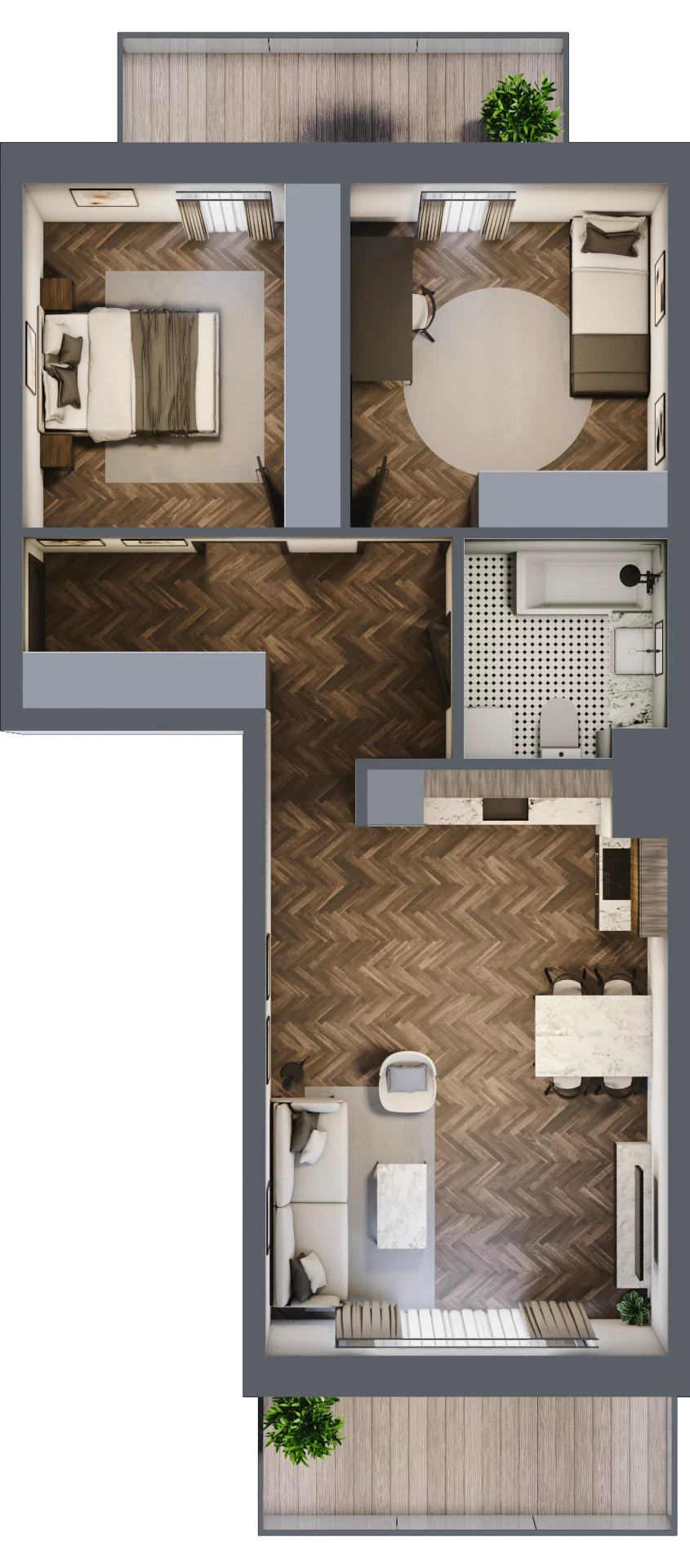 3 pokoje, mieszkanie 65,38 m², piętro 1, oferta nr K2.05, Elzam Tower, Elbląg, ul. Oboźna