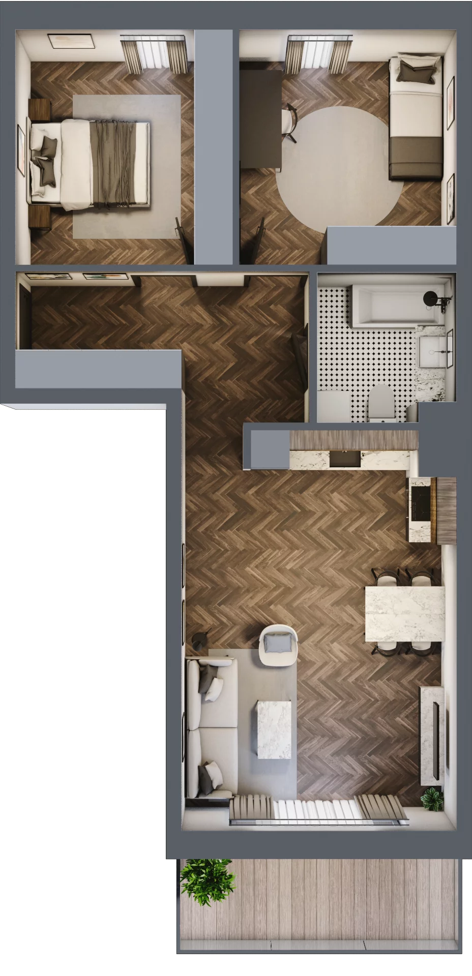 3 pokoje, mieszkanie 65,38 m², parter, oferta nr K2.01, Elzam Tower, Elbląg, ul. Oboźna