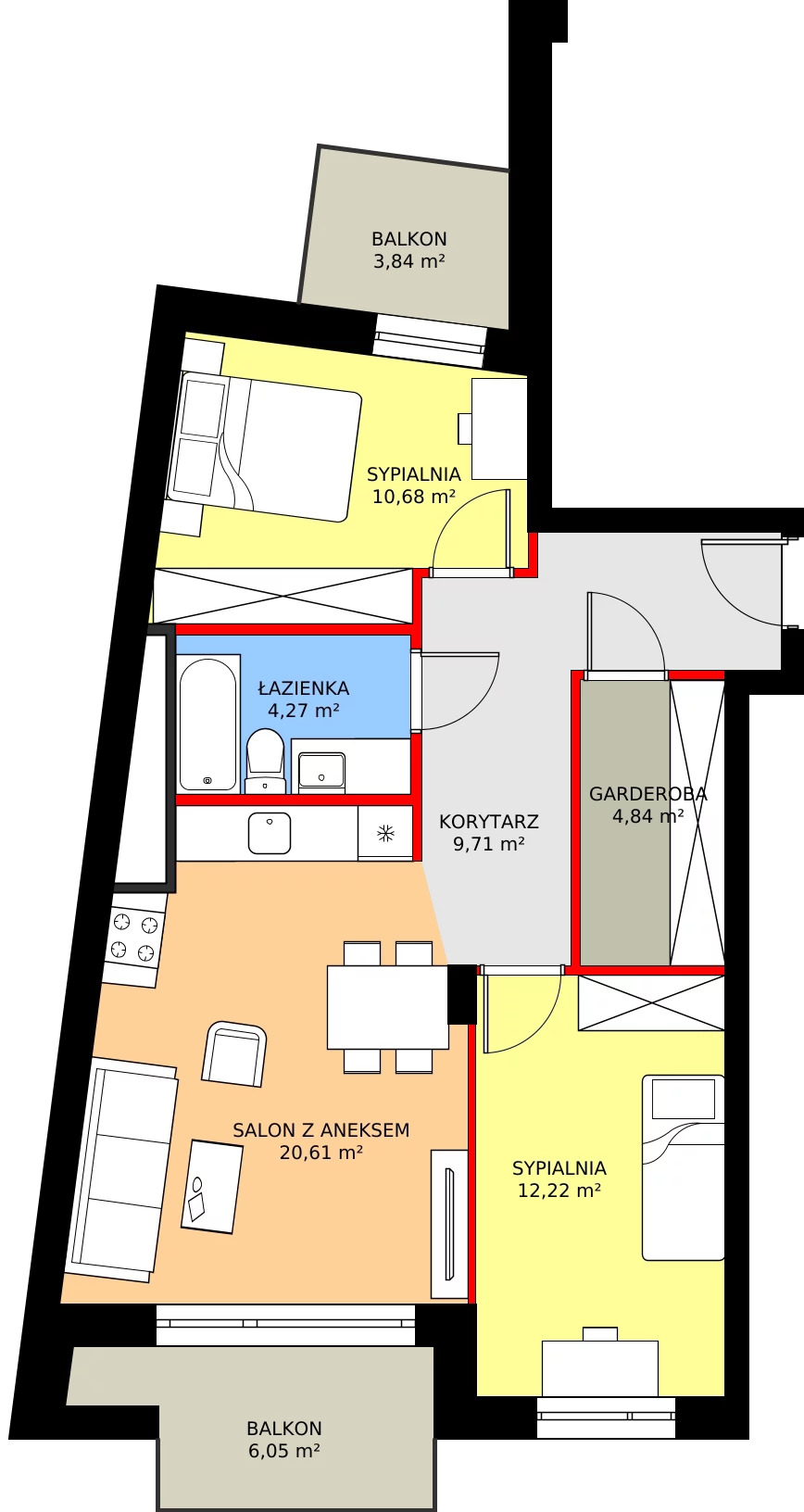 Zalety mieszkania 63.5 m², K1.40