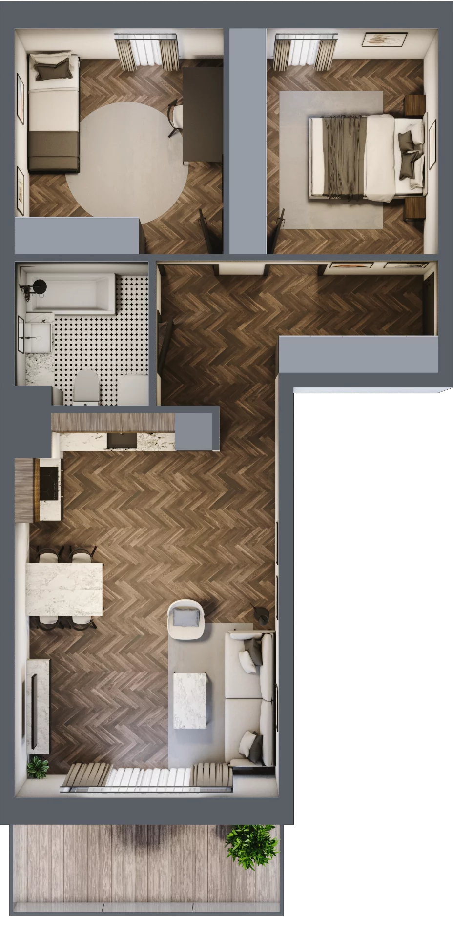 3 pokoje, mieszkanie 65,38 m², parter, oferta nr K2.04, Elzam Tower, Elbląg, ul. Oboźna