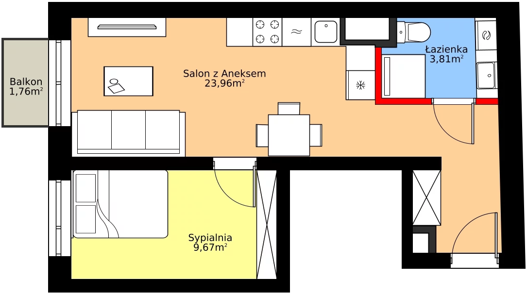 Zalety mieszkania 37.44 m², A28