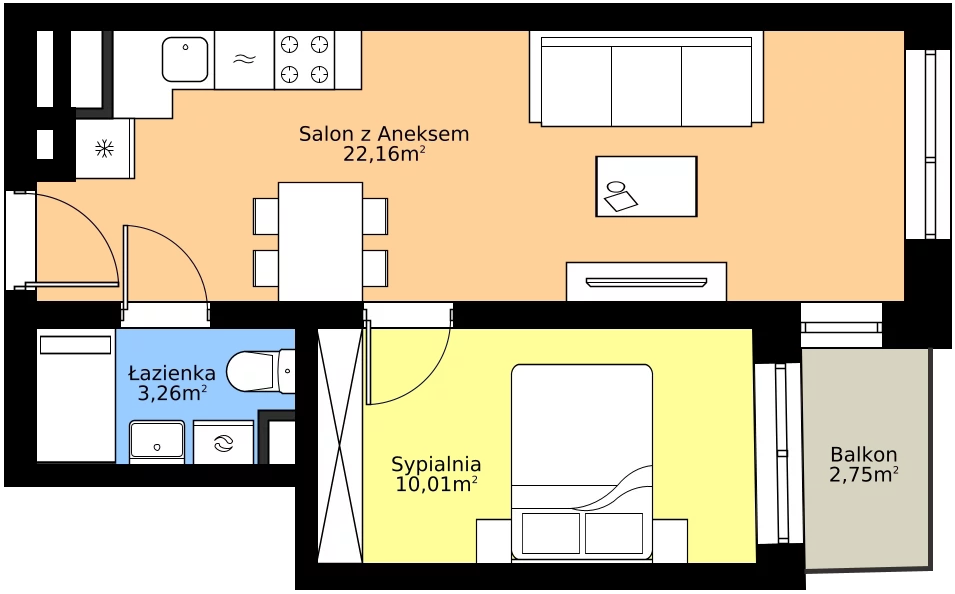 Zalety mieszkania 35.43 m², A12