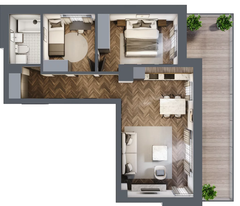 3 pokoje, mieszkanie 55,45 m², piętro 2, oferta nr B1.M8, Załęże Premium, Rzeszów, Załęże, ul. Świętego Floriana