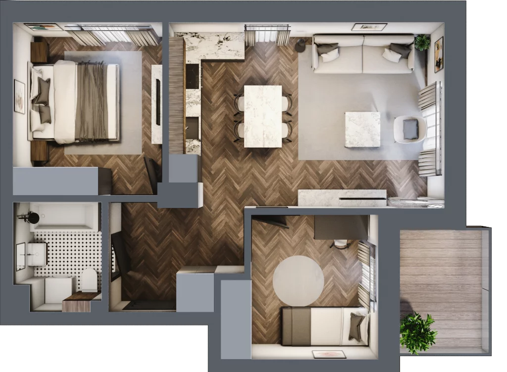 3 pokoje, mieszkanie 53,38 m², piętro 1, oferta nr B1.M7, Załęże Premium, Rzeszów, Załęże, ul. Świętego Floriana