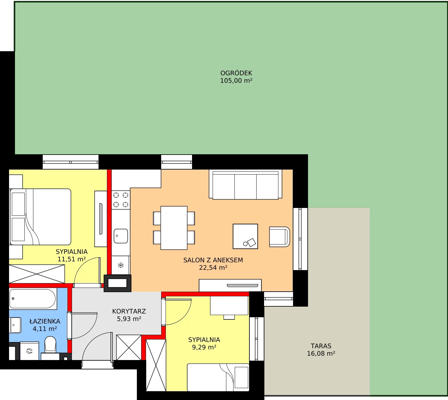 Zalety mieszkania 53.38 m², B1.M3