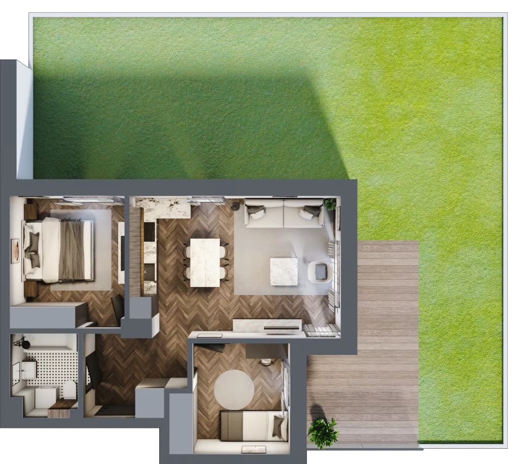 3 pokoje, mieszkanie 53,38 m², parter, oferta nr B1.M3, Załęże Premium, Rzeszów, Załęże, ul. Świętego Floriana