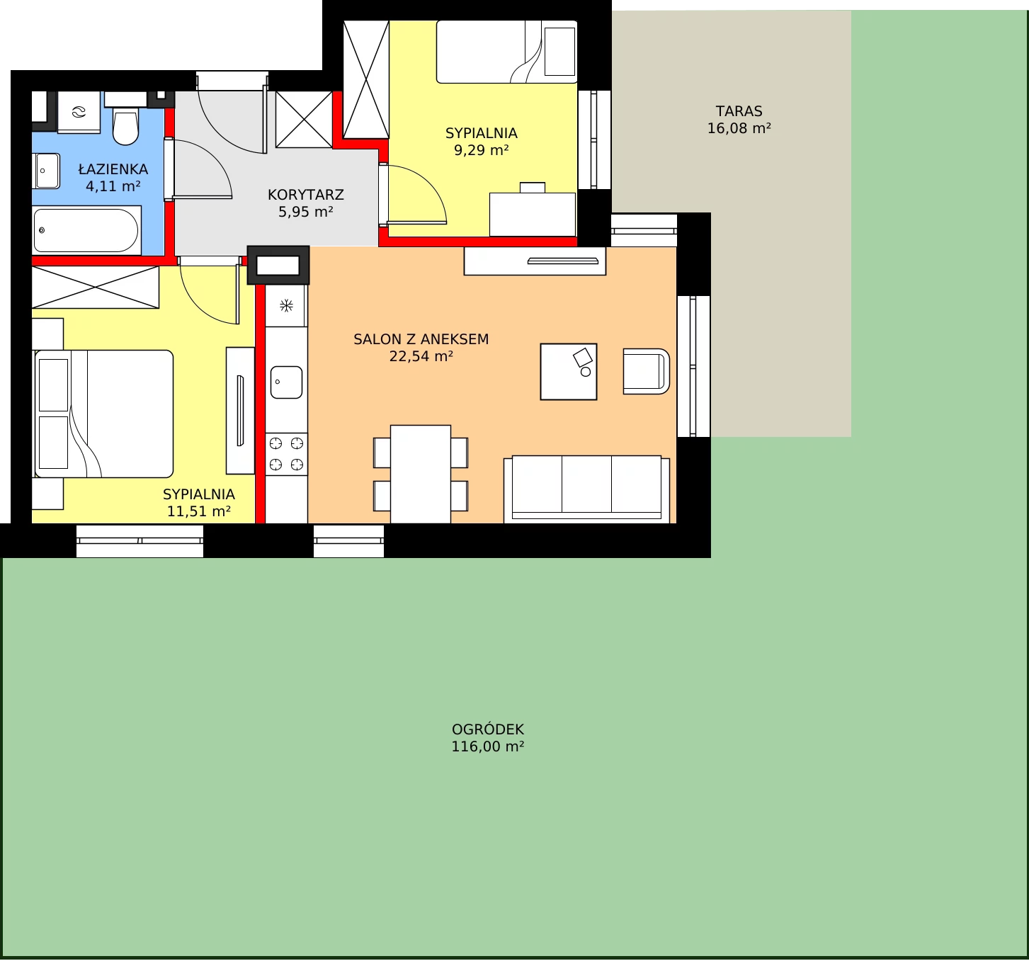 Zalety mieszkania 53.4 m², B1.M2