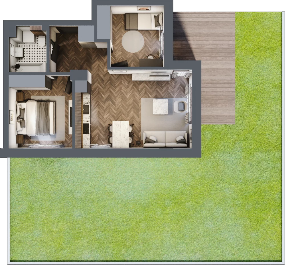 3 pokoje, mieszkanie 53,40 m², parter, oferta nr B1.M2, Załęże Premium, Rzeszów, Załęże, ul. Świętego Floriana