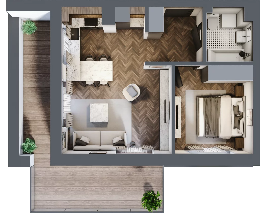 2 pokoje, mieszkanie 43,37 m², piętro 2, oferta nr B1.M9, Załęże Premium, Rzeszów, Załęże, ul. Świętego Floriana