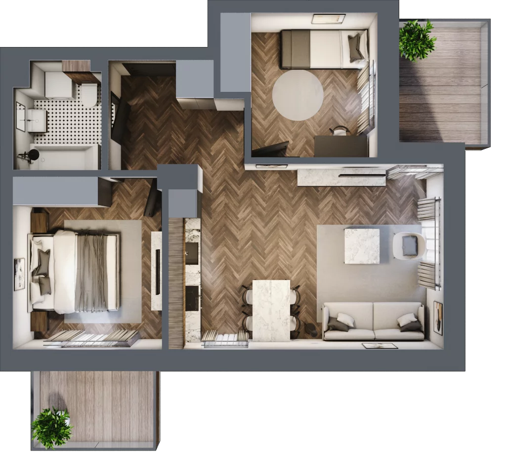 3 pokoje, mieszkanie 53,38 m², piętro 1, oferta nr B1.M6, Załęże Premium, Rzeszów, Załęże, ul. Świętego Floriana