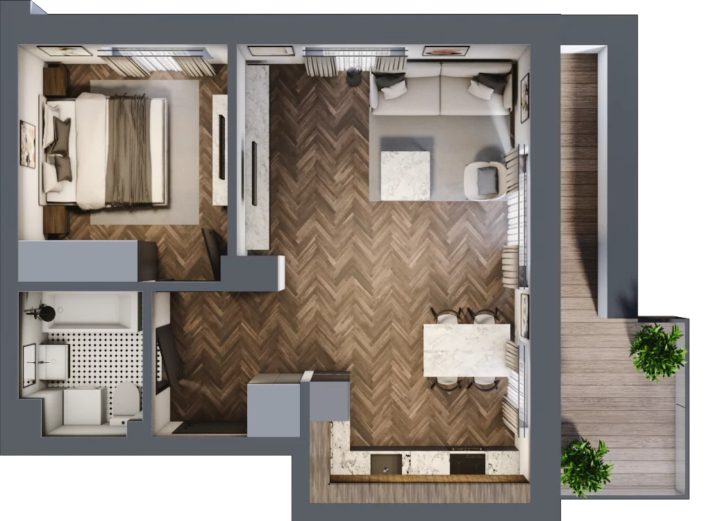 2 pokoje, mieszkanie 47,05 m², piętro 2, oferta nr B2.M11, Załęże Premium, Rzeszów, Załęże, ul. Świętego Floriana