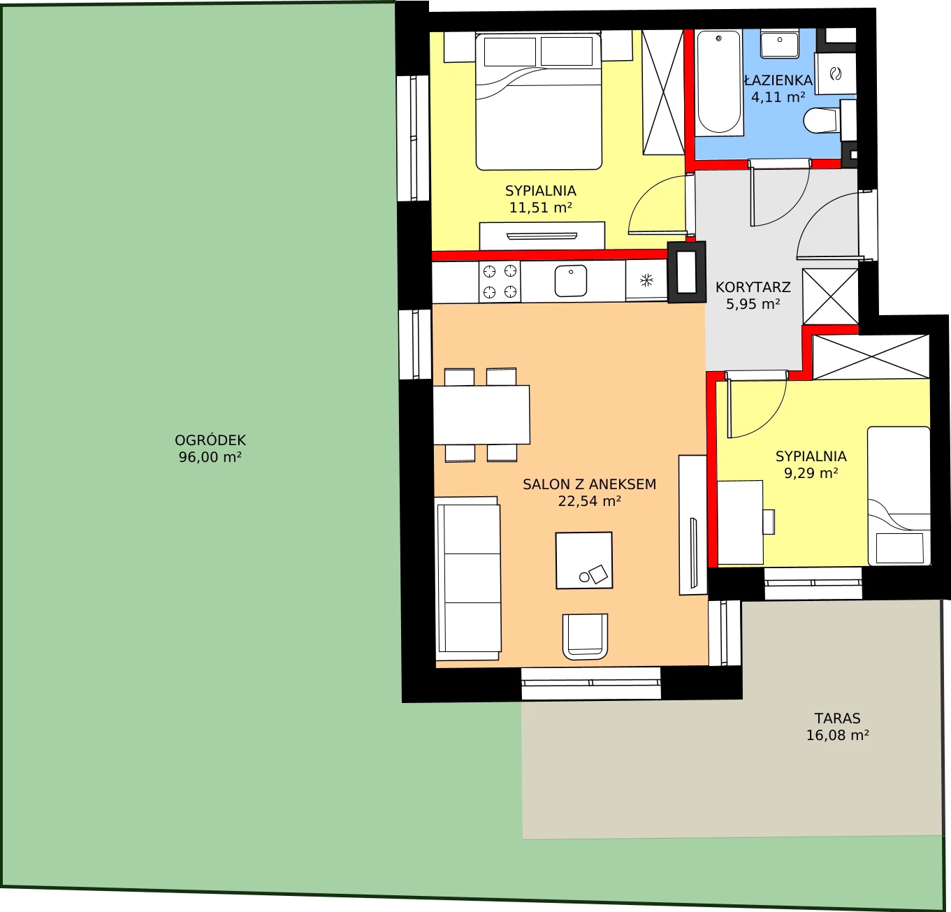 Zalety mieszkania 53.4 m², B2.2