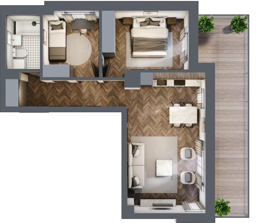 3 pokoje, mieszkanie 56,71 m², piętro 1, oferta nr B2.4, Załęże Premium, Rzeszów, Załęże, ul. Świętego Floriana