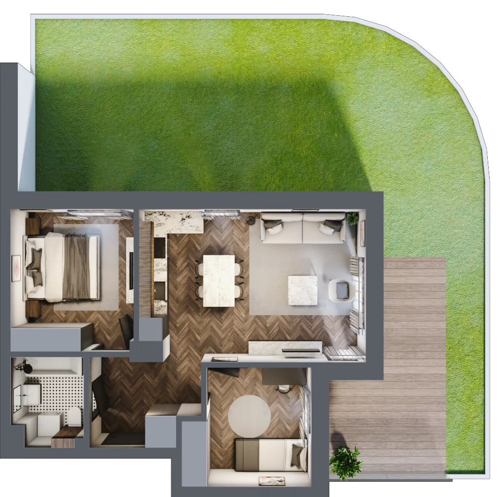 3 pokoje, mieszkanie 53,38 m², parter, oferta nr B2.3, Załęże Premium, Rzeszów, Załęże, ul. Świętego Floriana