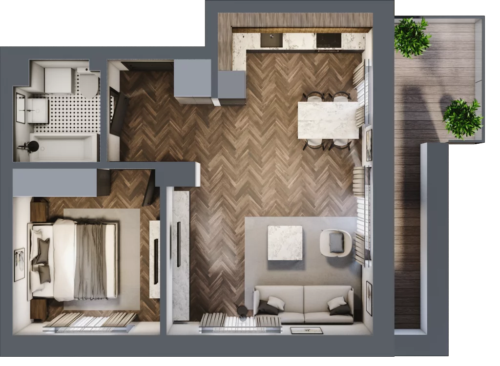 2 pokoje, mieszkanie 47,01 m², piętro 2, oferta nr B2.10, Załęże Premium, Rzeszów, Załęże, ul. Świętego Floriana