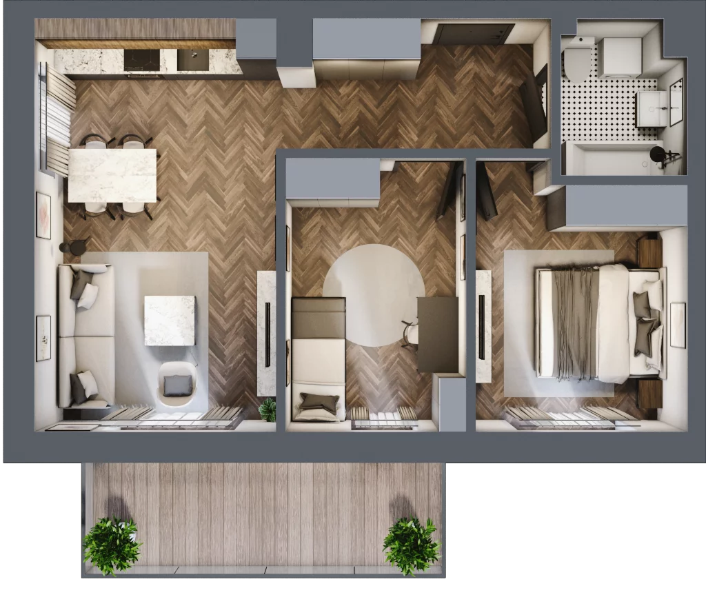 3 pokoje, mieszkanie 56,25 m², piętro 1, oferta nr B2.5, Załęże Premium, Rzeszów, Załęże, ul. Świętego Floriana